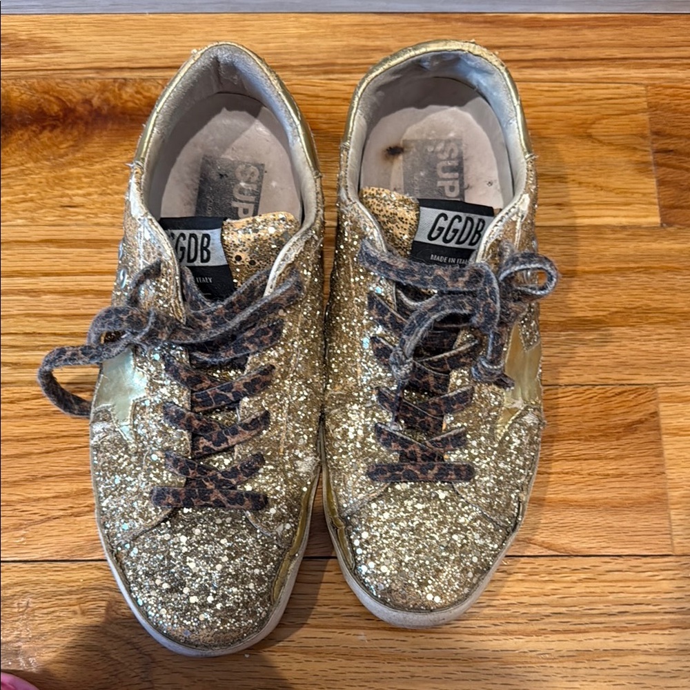 Golden goose - Glitter Sneakers with Leopard Laces size 37